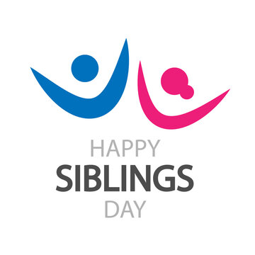 Siblings day typography logo brothers and sisters, vector art illustration.