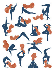 yoga workout art print, vector illustration