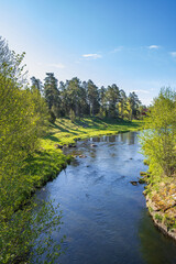 Obraz premium Beautiful river flowing in a valley in the spring