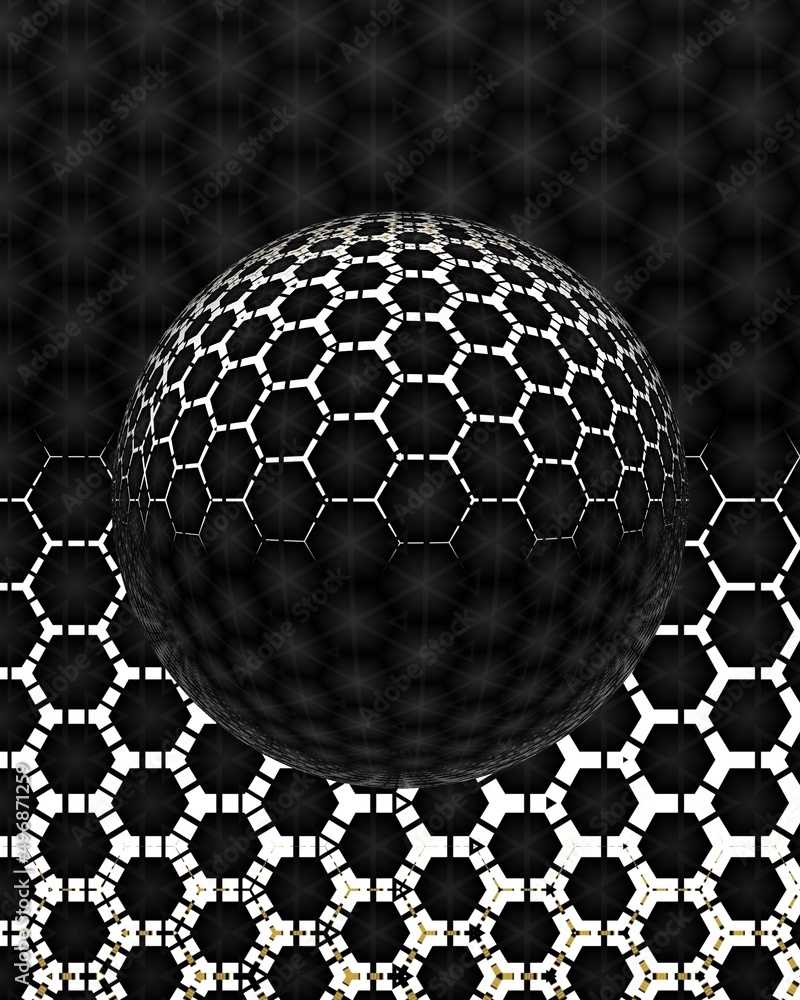 Aufkleber exploding 3d illustration abstract pattern and intricate design in shades of grey mosaic over sphere