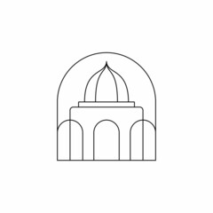 Line art mosque  logo design vector.