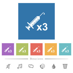 Fototapeta premium Third vaccine dose flat white icons in square backgrounds