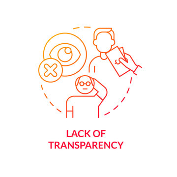 Lack Of Transparency Red Gradient Concept Icon. Biggest Problem Facing Healthcare Abstract Idea Thin Line Illustration. Hospital Price. Isolated Outline Drawing. Myriad Pro-Bold Font Used