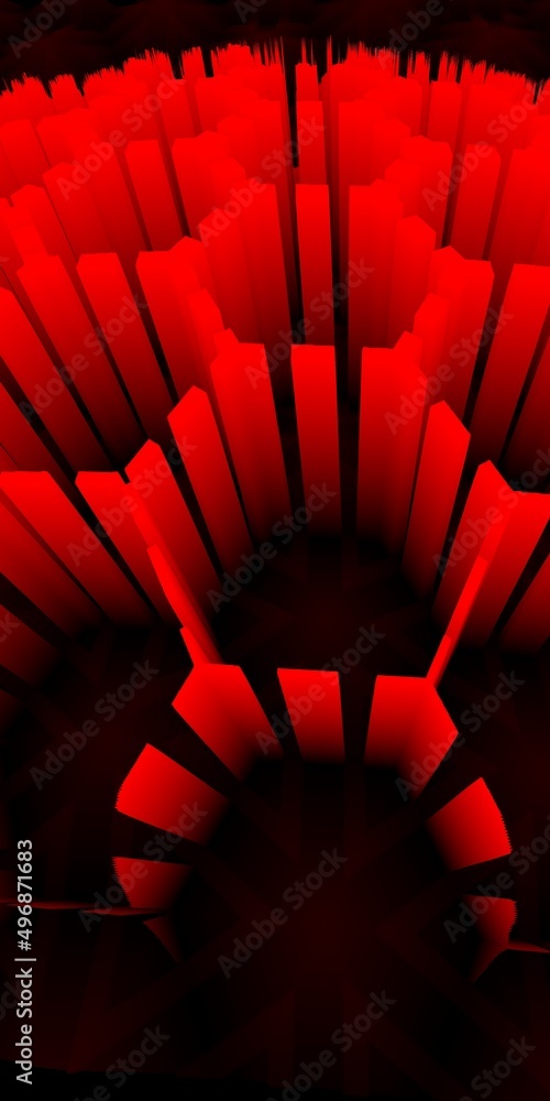 Poster exploding 3d illustration abstract pattern and intricate design in gold red and orange mosaic over s