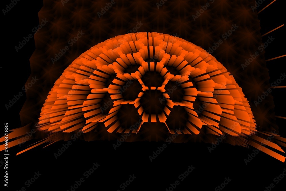 Aufkleber exploding 3d illustration abstract pattern and intricate design in gold red and orange mosaic over s