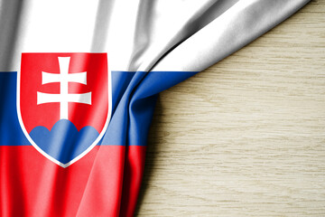Slovakia flag. Fabric pattern flag of Slovakia. 3d illustration. with back space for text.