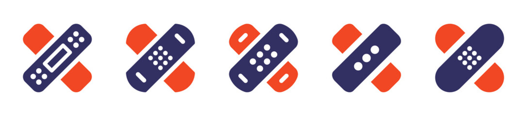 Plaster icon set isolated on white background. Wound plaster icon vector.