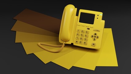 A Yellow VOIP Telephone, Dark Background
