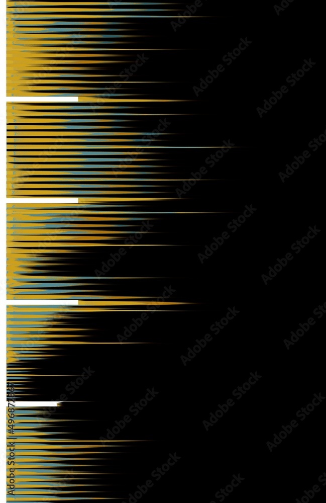 Poster colourful sound vibration pulses making futuristic pattern and design on a black background