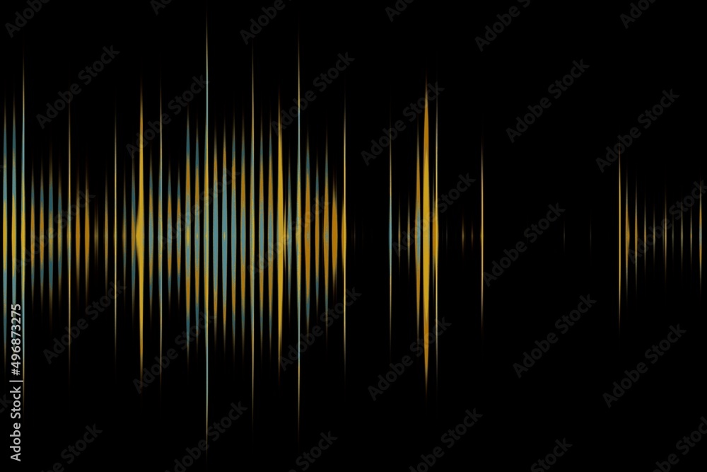 Poster colourful sound vibration pulses making futuristic pattern and design on a black background
