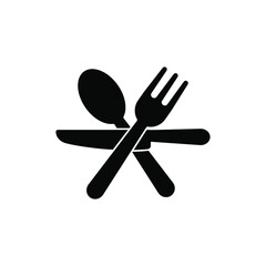 Cross Fork, Knife, and Spoon flat icon black color illustration vector.