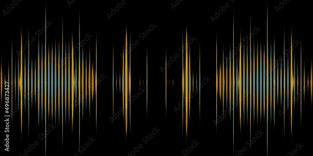 Poster colourful sound vibration pulses making futuristic pattern and design on a black background