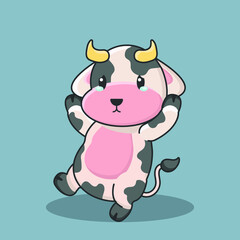 Plakat cow moo pet farm background character farm face breed color industry natural milk cartoon comic art