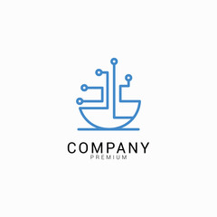 Fototapeta premium Bowl tech logo icon design template Premium Vector