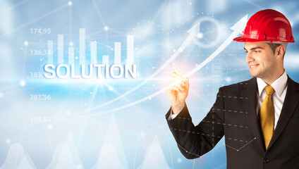 Young Businessman with helmet concept