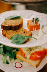 Appetizing toast with pate as an appetizer. Healthy eating.