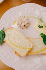 Appetizing toast with pate as an appetizer. Healthy eating.