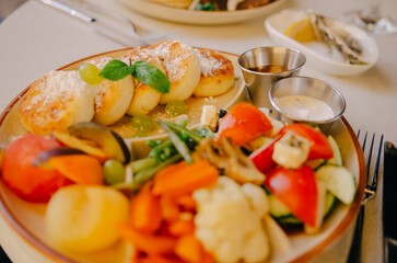 Vegetable stew mixture, healthy eating concept, correct and wholesome food