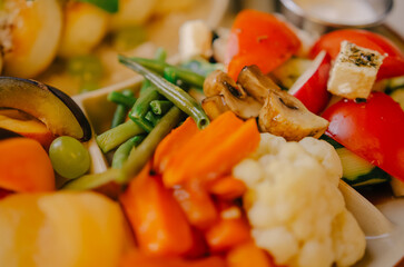 Vegetable stew mixture, healthy eating concept, correct and wholesome food
