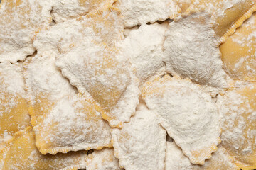 Raw ravioli as background. Healthy italian food.