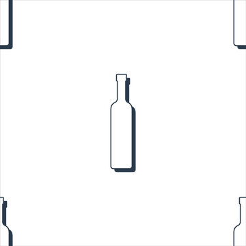Vodka bottles seamless pattern. Line art style. Outline image. Black and white repeat template. Party drinks concept. Illustration on white background. Flat design style for any purposes