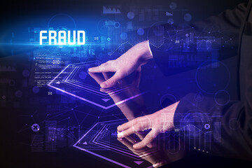 Hand touching digital table concept