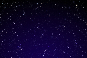 Luminous stars on the night dark blue sky. Vector