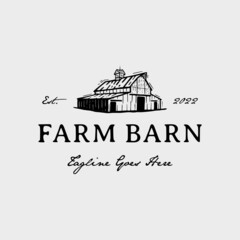 Vintage farm barn logo design - barn wood building house farm cow cattle logo design