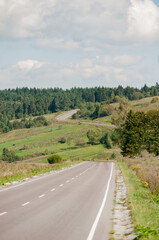 Naklejka premium Winding road in the Carpathian mountains