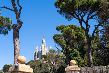 Temple of the Sacred Heart of Jesus on Tibidabo mountain in the Collserola natural park in Barcelona