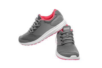 Stylish female sneakers on a white background.