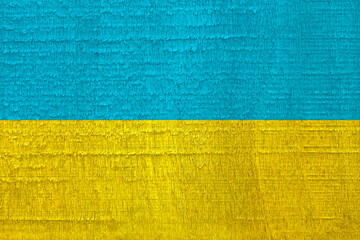 Ukrainian National Flag Painted on the Old Dried Wooden Texture