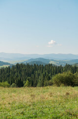 Fototapeta premium Beautiful landscapes of high mountains in warm autumn in the Carpathians