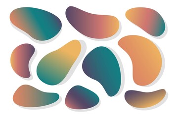 Abstract liquid gradient shapes. Set of modern graphic elements. Template of fluid organic forms. Trend colors.
