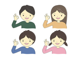 オッケーポーズの人物イラスト