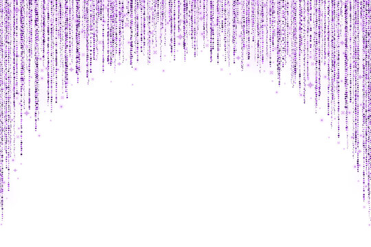 Purple decoration round arch glitter garland on white background. Vector