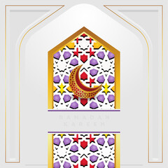 Elegant Ramadan Kareem background template with ornamental colorful mosaic