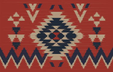 Aztec Motif Ethnic ikat art. The seamless Aztec pattern in tribal, folk embroidery, Mexican, Uzbek style. Moroccan geometric art ornament print.slubby textured design for carpet, fabric. - obrazy, fototapety, plakaty