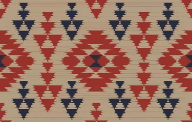Fotobehang Aztec Motif Ethnic ikat art. The seamless Aztec pattern in tribal, folk embroidery, Mexican, Uzbek style. Moroccan geometric art ornament print.slubby textured design for carpet, fabric. © Choltita