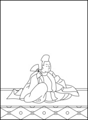 線画百人一首 No.084
