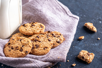 Cookies with chocolate pieces and crumbs