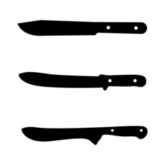 Kitchen Knife Silhouette. Butcher Knife Black and White Icon Design Element on Isolated White Background
