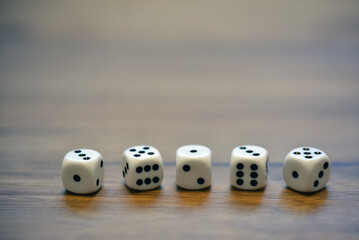dice on table close up