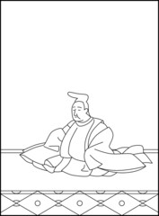 線画百人一首 No.042

