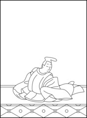 線画百人一首 No.040

