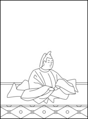 線画百人一首 No.033
