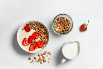 breakfast with granola and strawberries - 496886459