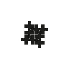 Puzzle icon. Four puzzles. Simple flat vector illustration on a white background