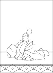 線画百人一首 No.007
