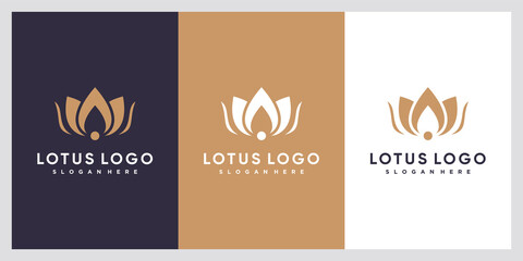 Fototapeta na wymiar Lotus logo design with creative concept